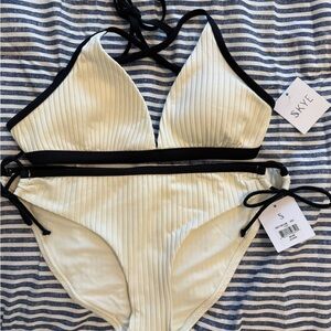 NWT Size M Skye Juliana Swimwear Black and Ivory Bikini
